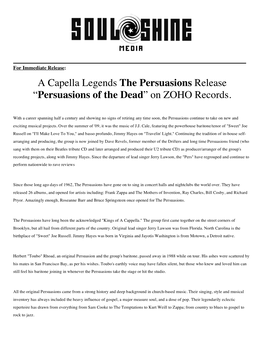 A Capella Legends the Persuasions Release “Persuasions of the Dead” on ZOHO Records
