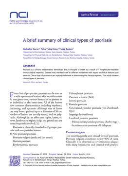 A Brief Summary of Clinical Types of Psoriasis
