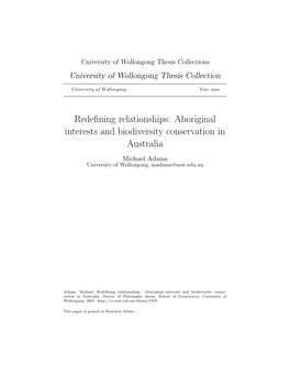 Redefining Relationships: Aboriginal Interests And