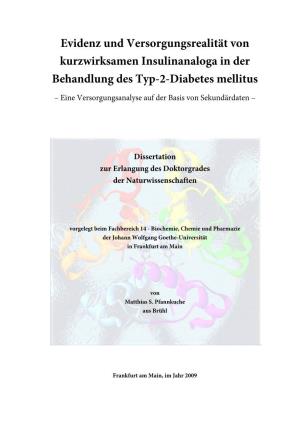 Evidenz Und Versorgungsrealität Von Kurzwirksamen Insulinanaloga in Der Behandlung Des Typ-2-Diabetes Mellitus