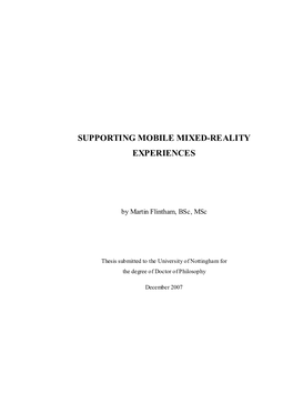 Supporting Mobile Mixed-Reality Experiences