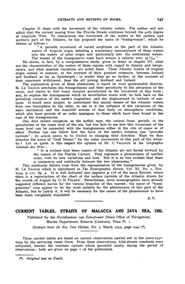 Current Tables, Straits of Malacca and Java Sea, 1935