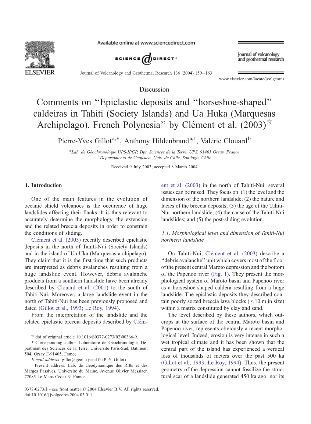 Comments on ''Epiclastic Deposits and ''Horseshoe-Shaped'' Caldeiras In