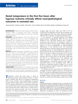 Rectal Temperature in the First Five Hours After Hypoxia–Ischemia Critically Affects Neuropathological Outcomes in Neonatal Rats