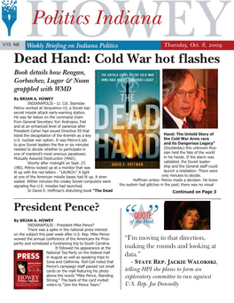 Dead Hand: Cold War Hot Flashes Book Details How Reagan, Gorbachev, Lugar & Nunn Grappled with WMD