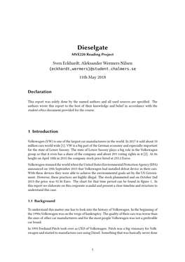 Dieselgate MVE220 Reading Project