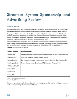 Streetcar System Sponsorship and Advertising Review
