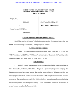 Case 1:20-Cv-00692-ADA Document 1 Filed 06/01/20 Page 1 of 41