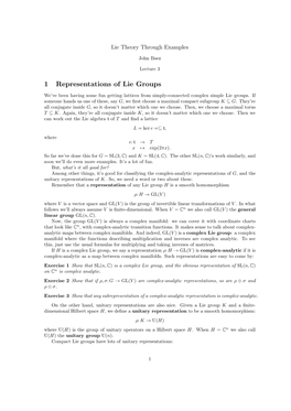 1 Representations of Lie Groups