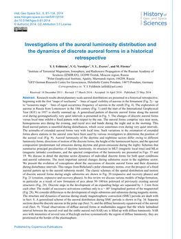 Investigations of the Auroral Luminosity Distribution and the Dynamics of Discrete Auroral Forms in a Historical Retrospective