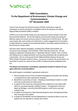DRS Consultation to the Department of Environment, Climate Change and Communications 12Th November 2020