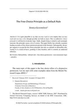 The Free Choice Principle As a Default Rule