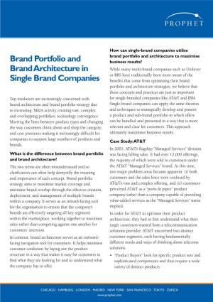 Brand Portfolio and Brand Architecture in Single Brand Companies