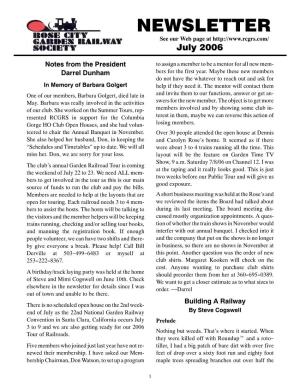 NEWSLETTER See Our Web Page at July 2006
