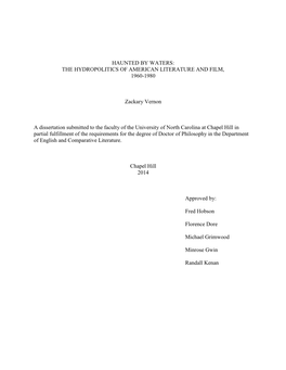 The Hydropolitics of American Literature and Film, 1960-1980