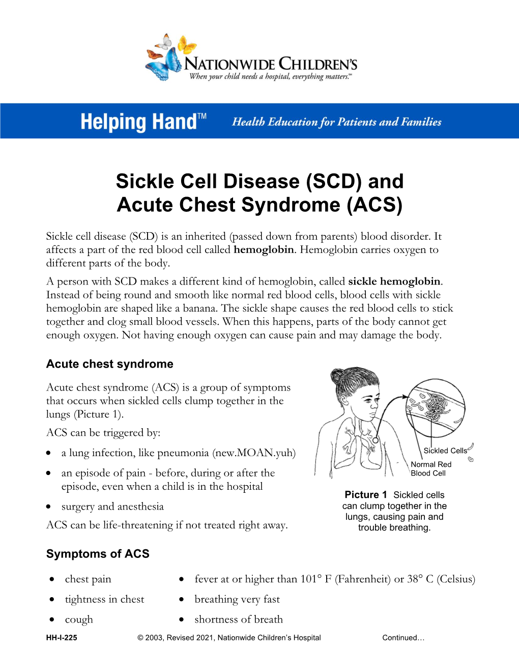 Sickle Cell Disease and Acute Chest Syndrome