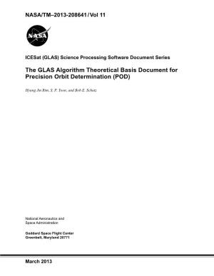 The GLAS Algorithm Theoretical Basis Document for Precision Orbit Determination (POD)