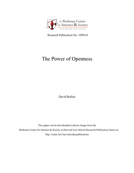 The Power of Openness