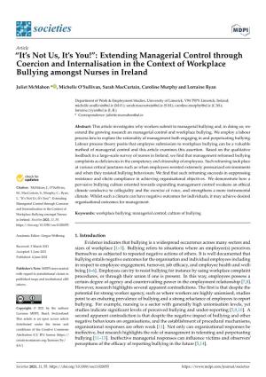 Extending Managerial Control Through Coercion and Internalisation in the Context of Workplace Bullying Amongst Nurses in Ireland