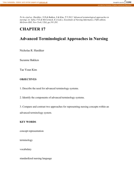 CHAPTER 17 Advanced Terminological Approaches In