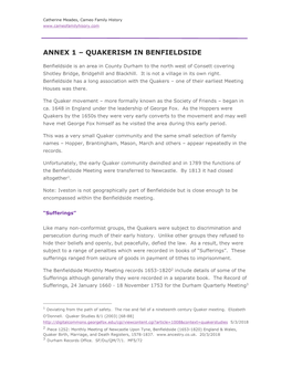 Annex 1 – Quakerism in Benfieldside