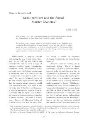 Ordoliberalism and Thesocial Market Economy