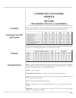 Community Economic Profile Blythe