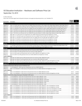 Apple US Education Institution Price List