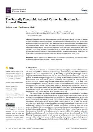 The Sexually Dimorphic Adrenal Cortex: Implications for Adrenal Disease