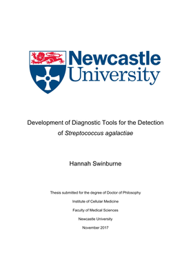 Development of Diagnostic Tools for the Detection of Streptococcus Agalactiae
