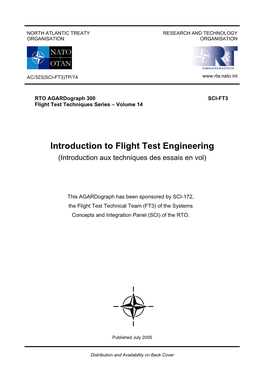 Introduction to Flight Test Engineering (Introduction Aux Techniques Des Essais En Vol)