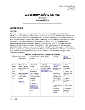 Laboratory Safety Manual Section 2 Biological Safety