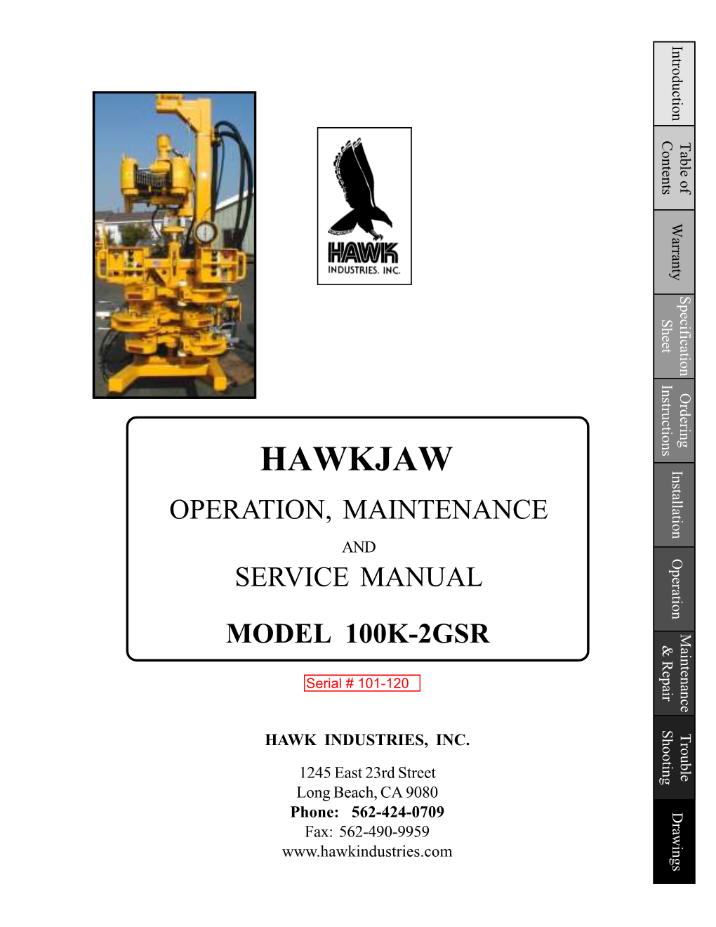 Hawkjaw Sr Manual 100K-2GSR