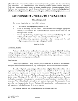 Self-Represented Criminal Jury Trial Guidelines