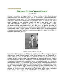 Pakistan's Previous Tours of England