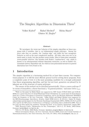 The Simplex Algorithm in Dimension Three1