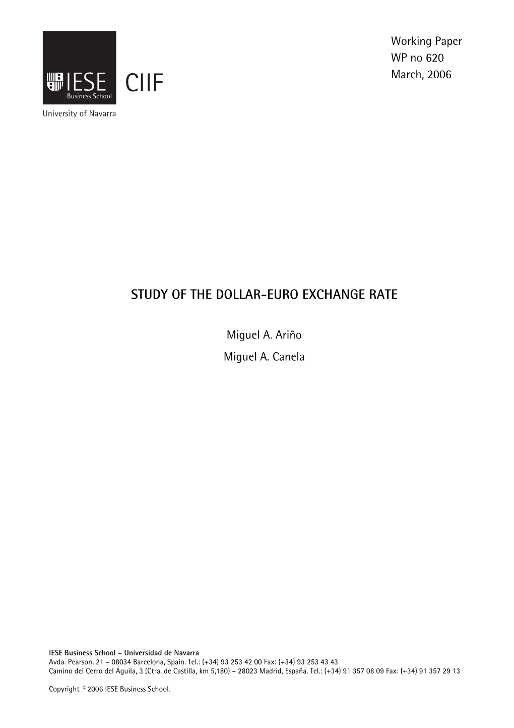 Study of the Dollar-Euro Exchange Rate