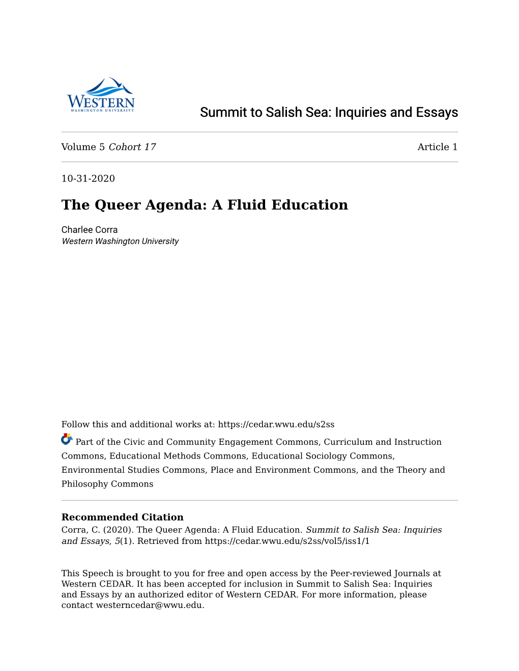 The Queer Agenda: a Fluid Education