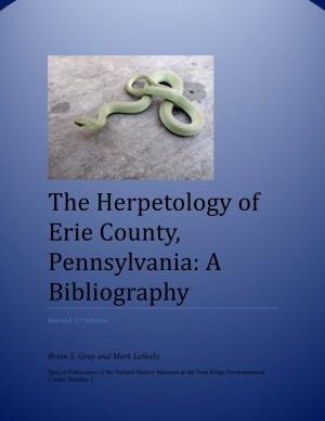 The Herpetology of Erie County, Pennsylvania: a Bibliography
