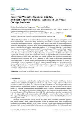 Perceived Walkability, Social Capital, and Self-Reported Physical Activity in Las Vegas College Students