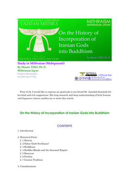 A History of Incorporation of Iranian Gods Into Buddhism