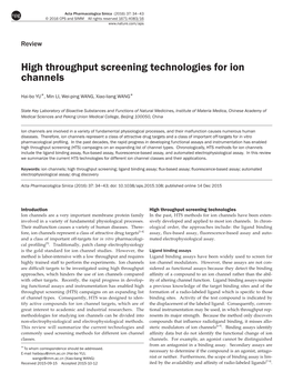 High Throughput Screening Technologies for Ion Channels