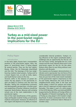 Turkey As a Mid-Sized Power in the Post-Soviet Region: Implications for the EU