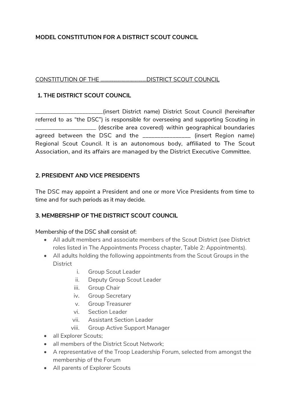 Model Constitution (District)