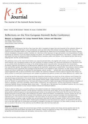 Reflections on the First European Kenneth Burke Conference | KB Journal 19/12/19 21�58