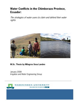 Water Conflicts in the Chimborazo Province, Ecuador