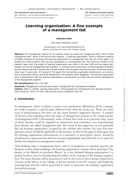 Learning Organization: a Fine Example of a Management Fad | BEH