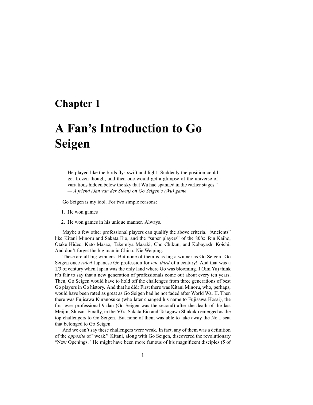 A Fan's Introduction to Go Seigen