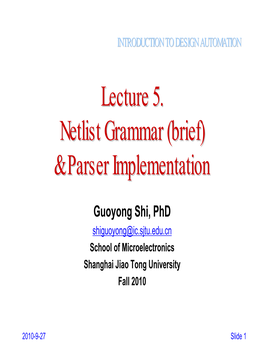 Netlist Grammar & Parser Implementation