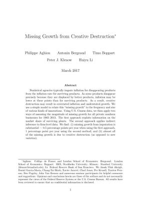 Missing Growth from Creative Destruction∗